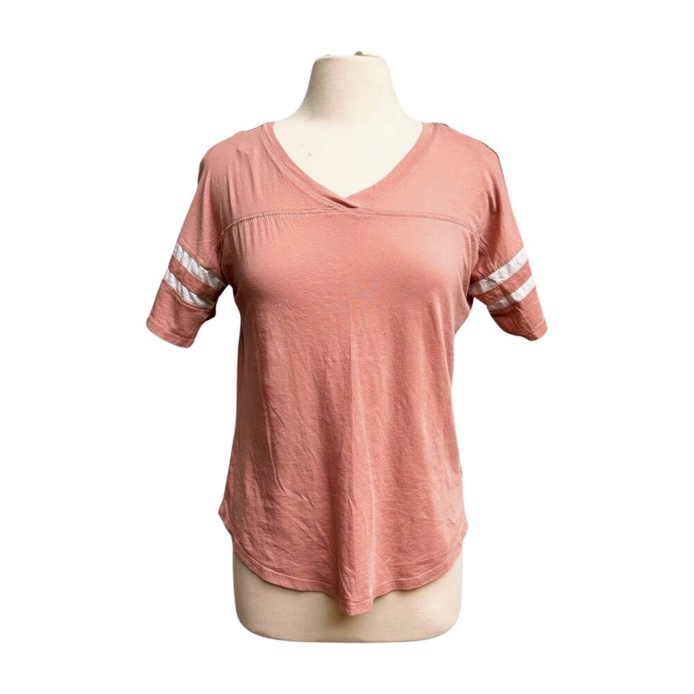 Pink Varsity Stripe Football Jersey Tee Shirt